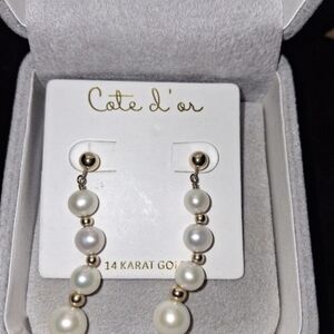 Gold and Pearl Earrings